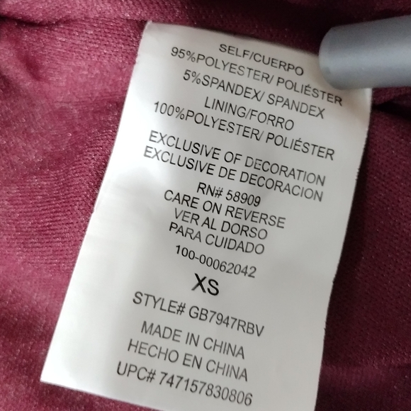 NWT GB Velvet Corduroy Jumpsuit Women's XS Burgundy Boho Retro 90s Minimalist - Picture 9 of 9